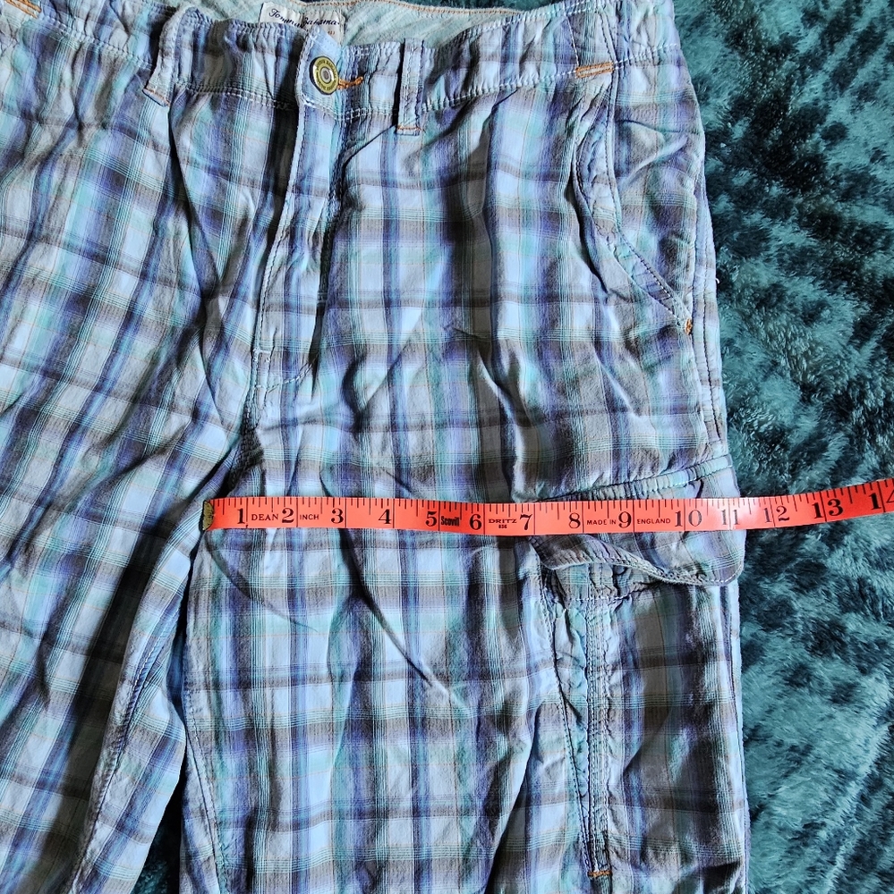 Tommy Bahama plaid blue cotton cargo shorts size 33 - Picture 7 of 12